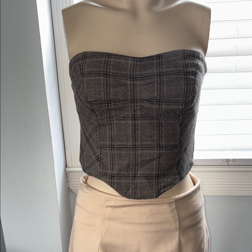 Plaid Strapless Top